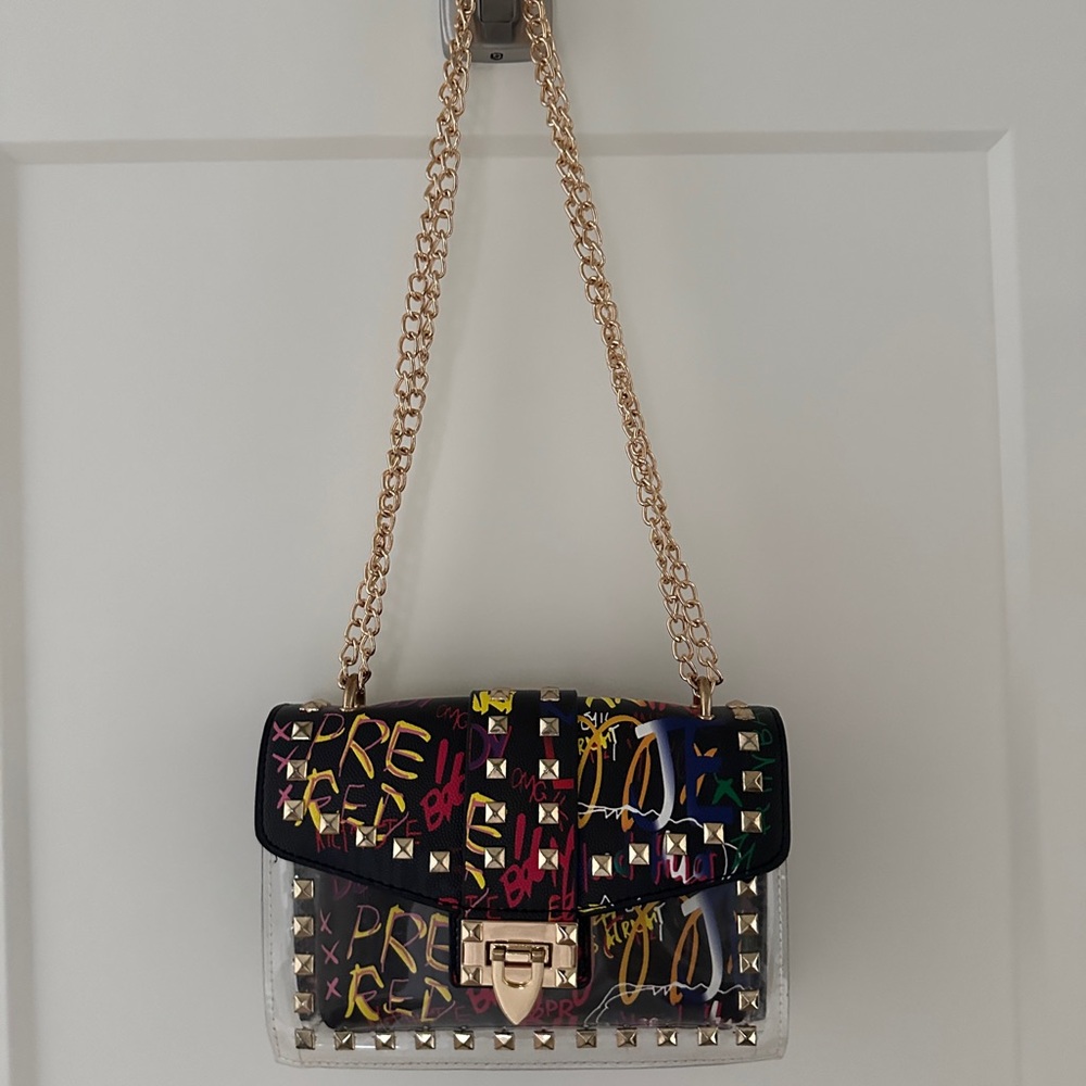 SHEIN Black Multicolor Studded Crossbody Bag